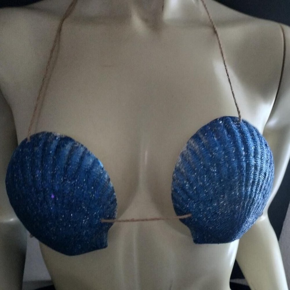 One of a kind Mermaid Glitter Seashell Bra Top Adult Halloween Costume Fancy